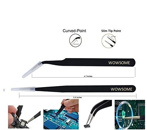 Image of WOWSOME Set of 3 Metal Openers, 2 black tweezers and 5 plastic openers for Cell Phone and Gadget Repairing - Mobile Opening & Repair Hand Tool Kit