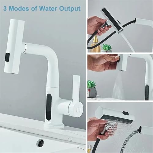 Evitez les brûlures avec ce robinet de lavabo à affichage de température blanc - 6