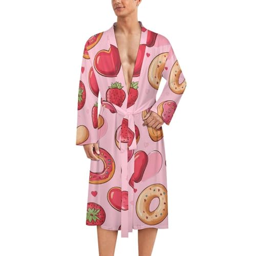 Bata de baño para hombre de manga larga Doughnuts And Strawberries 1