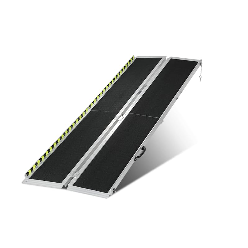 Przenośna aluminiowa rampa dla wózków inwalidzkich 8FT – nośność 362 kg, antypoślizgowa, składana konstrukcja dla łatwego dostępu, idealna do wózków, wózków, schodów, drzwi i wejścia do domu