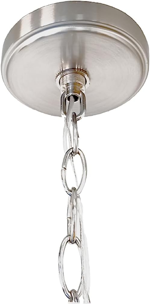 Willowdale Pendant Light Fixture - Traditional Alabaster Glass Bowl Shade for Kitchens, Foyers, Dining Rooms - Adjustable Height Pendant Light Fixture - Satin Nickel - Design House, 589747
