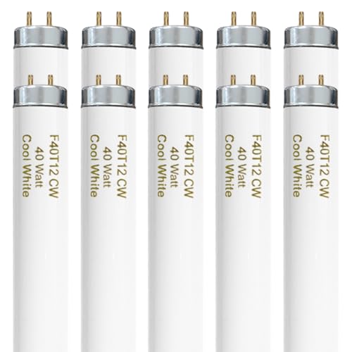 Konideke 8-Pack F40T12/841 Fluorescent Light Bulbs, 40W T12 Cool White 4100K, 48-Inch (4-Foot) Linear Tube, G13 Bipin Base