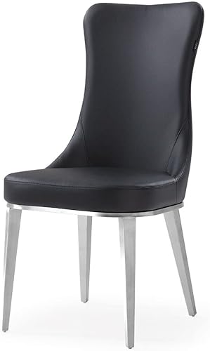 Miniatura 4 de ZURI Modern Norma Silla de comedor - Negro con base de acero inoxidable cepillado Negro,Gris,https://www.amazon.com/dp/undefined