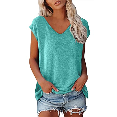 Bluse Damen Elegant ärmellose t-Shirt Tops Shirt Oberteile Frauen Schwarz Kleidung Frau Sommer Shirts Top Damen V-Ausschnitte Tshirt Casual Rundhals Klamotten Teenager Mädchen