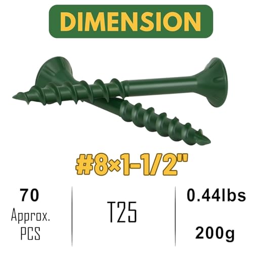 Image of WELLOCKS #8 x 1-1 /2 in Green Deck Screws, 0.44 lb Trial Size