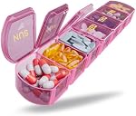 Large Pill Organizer Weekly - SHIJOINYU 7 Day Pill Box with Easy-Open Design, Daily Medicine Pill Organizer for Vitamins, Supplements, Fish Oils and Medications - Pink