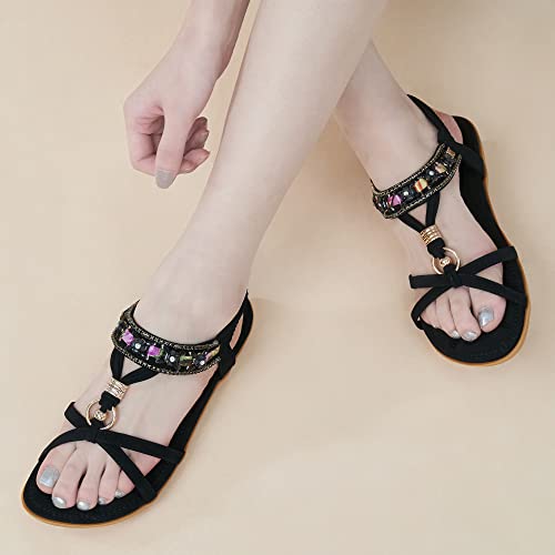Alicegana Women's Sandals Dressy Flat: Summer Comfortable Shoes Bohemian Casual Beach Walking4