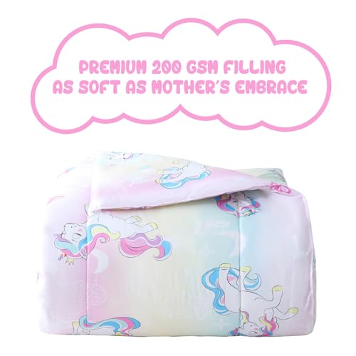 Image of Yibeizi Unicorn Comforter Set Twin Rainbow Lightweight Bedding