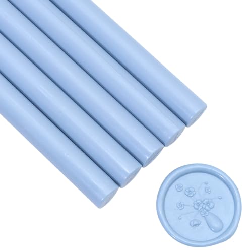 Glue Gun Wax Seal Sticks Dusty Blue, Andotopee 10pcs Vintage Sealing Wax Sticks for Wax Seal Stamp, 0.43 X 5.3