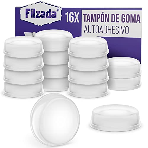 Filzada® 16x topes para puertas TRANSPARENTES, Autoadhesivo Ø 22mm - topes puertas - tope ventanas abiertas - para baño, superficies de cristal