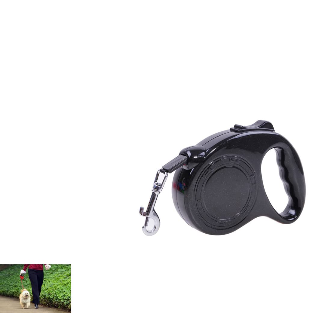 Guinzaglio retrattile portatile per animali domestici Corda da passeggio per cani durevole Allungabile Guinzaglio per cani lungo e robusto Guinzaglio con bottoni elastici in nylon 5 metri Nero
