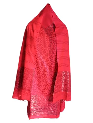 Image of Womens designer woolen suit for women with salwar and kashmiri shawl winter wear kani unstitched fabric set, stylish kurta pant set woollen dress material for women by pure pashmina wooltex