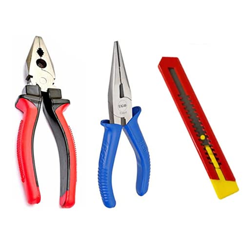 Red ChampionRed Champion Combination & Nose Plier Cutting plier Pliers pliers for home, plier, Pliers for electrical work, plier set tool kit, With Red Plas And Polo Cutter.