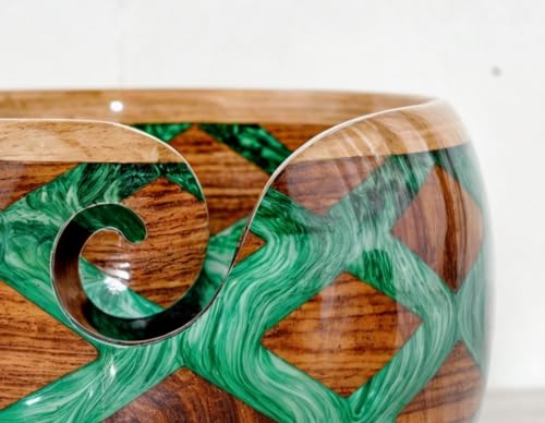 Image of Wooden Yarn Bowl for Knitting Yarn Bowl for Crocheting, Yarn Storage Bowl to Prevent Slipping, Wooden Yarn Holder, Best Gift for Crochet (#Design-3)