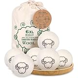 Trocknerbälle für Wäschetrockner - 6 XXL Extragroße Filzbälle aus Schafwolle, der natürliche Weichspüler. Ideal für Daunenjacken. Dryer Balls Trocknerkugeln für Daunen.