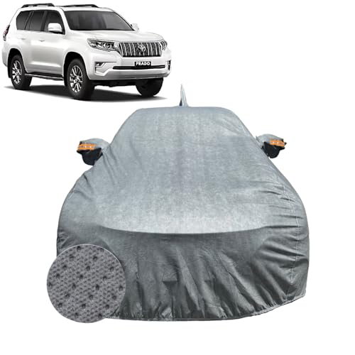 Image of Car Cover for Toyota Land Cruiser Prado (2009-2020) | 100% Waterproof Cover with Reflective Mirror Pockets | Dustproof, Scratchproof, Heatproof Prado Car Cover |Soft Cotton Lining| Grey