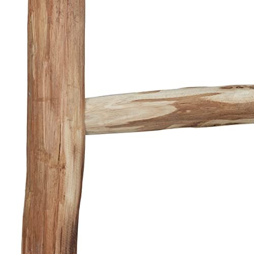 Relaxdays Dekoleiter, 150 cm hoch, Holzleiter Garten, 4 Sprossen, Kastanie, Handarbeit, Handtuch- & Kleiderleiter, Natur