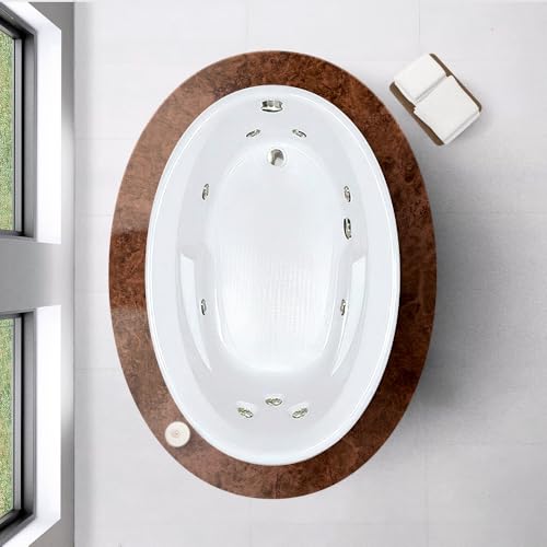 60 in. x 42 in. Acrylic Oval Drop-In Whirlpool Bathtub White