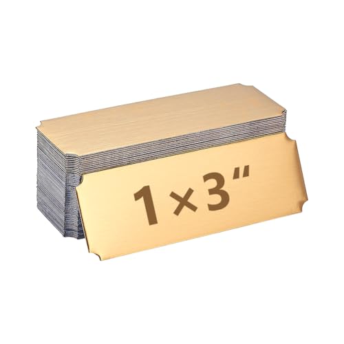 GOMAKERER 48 placas de identificación grabadas, 2.4 x 7.5 cm, placa de identificación en blanco de acero inoxidable, placa de nombre personalizada para escritorio, escuela, oficina, marco de fotos