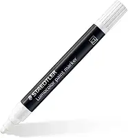 STAEDTLER Marcador Acrílico Lumocolor 1 Unidade Branco - 349-0 - Tinta Permanente à Base de Água, Para Superfícies Escuras, Secagem Rápida, À Prova d’Água e Manchas, Ponta Arredondada 2,4mm