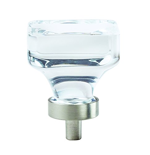 Amerock | Cabinet Knob | Clear/Satin Nickel | 1-3/8 inch (35 mm) Length | Glacio | 1 Pack | Drawer Knob | Cabinet Hardware