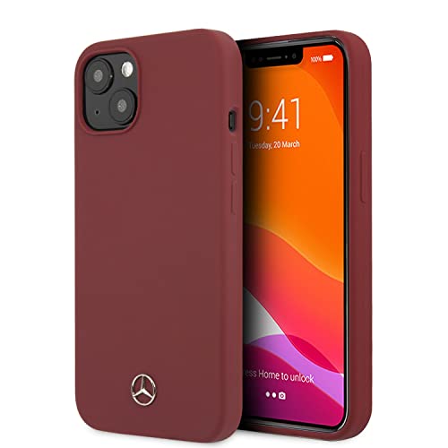 Mercedes Benz Coque en Silicone avec Doublure en Microfibre pour iPhone 13 Rouge