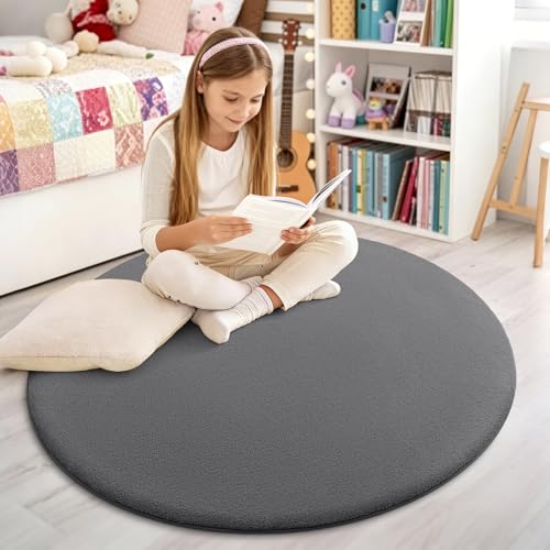 Homaxy Tapis moderne pour salon 160x160 cm Rond - Tapis douillet et moelleux à poils courts - Lavable - Avec envers antidérapant - Courte pile - Tapis pour...