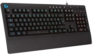 Logitech G213 Prodigy, Clavier Gamer, Eclairage RGB LIGHTSYNC, Résistant aux Éclaboussures, Personnalisable, Commandes Multimédia Dédiées, Français AZERTY - Noir