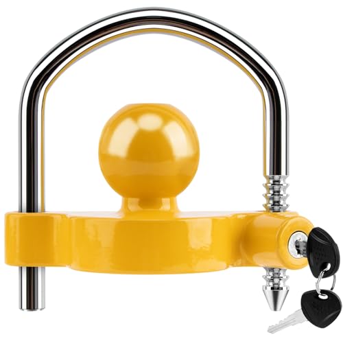 METOWARE Trailer Coupler Lock Universal Adjustable Heavy-Duty Steel Trailer Hitch Lock, Anti Theft Trailer Ball Lock Towing Lock for Towing Trailer Security Fits 1-7/8