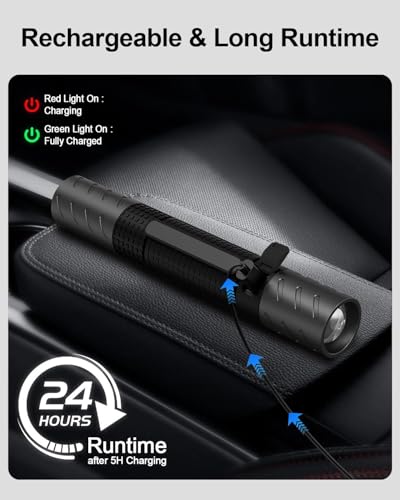 Rechargeable Car Flashlight,Car Flashlight Emergency Kit Includes Window Breaker - image 6