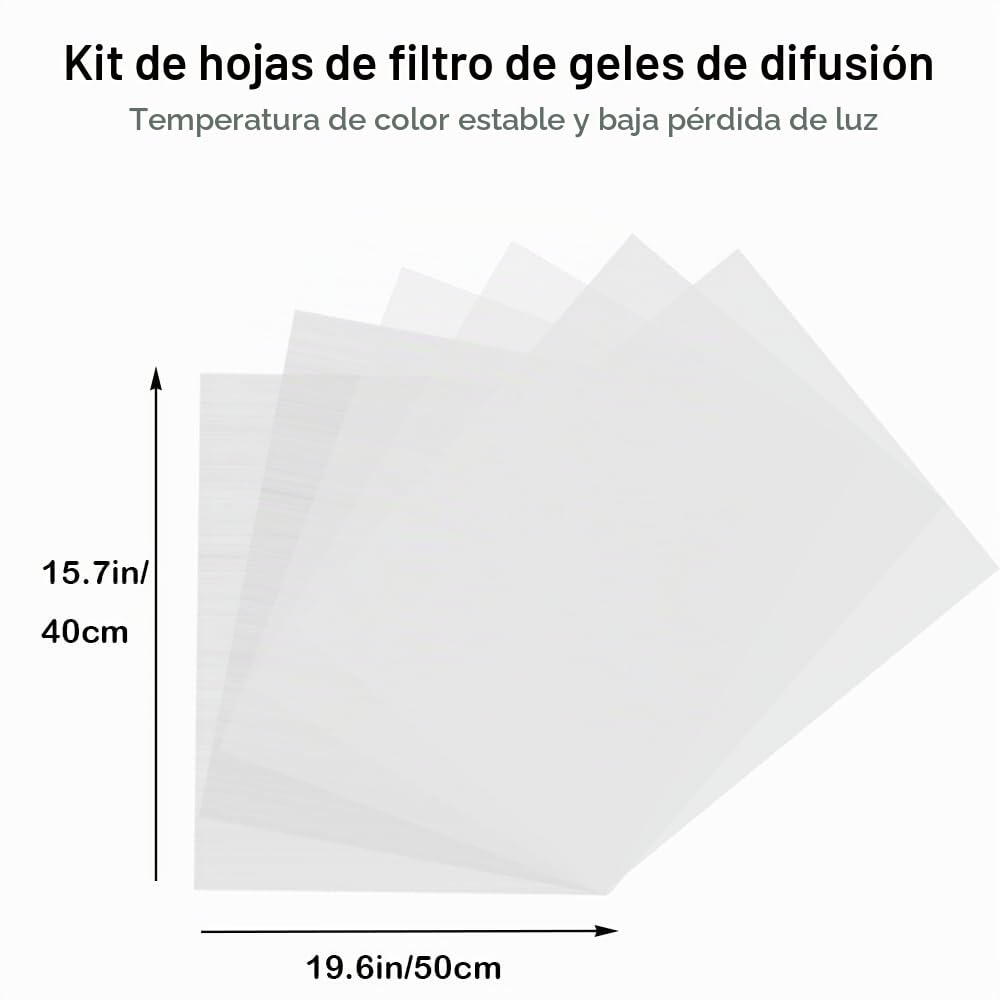 Kit de filtros de Gel de difusión de 40 x 50 cm, Rollo difusor de luz de película de Video para luz LED estroboscópica, 6 Paquetes