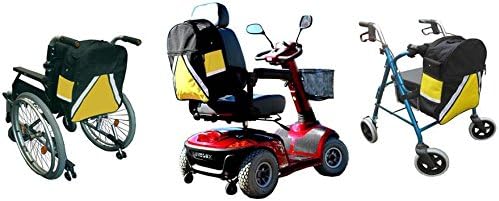 High Visibility Wheelchair and Mobility Scooter Bag with 2 X Crutch and Walking Stick Holders.