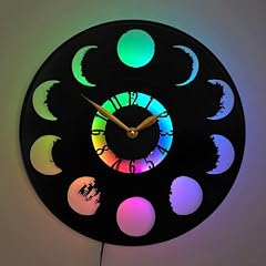 Indie Clock Moon Wall Clock with Led Light, Phases of The Moon Wall Art, Lunar Phases Decor, Moon photo Indie Clock Moon Wall Clock with Led Light, Phases of The Moon Wall Art, Lunar Phases Decor, Moon