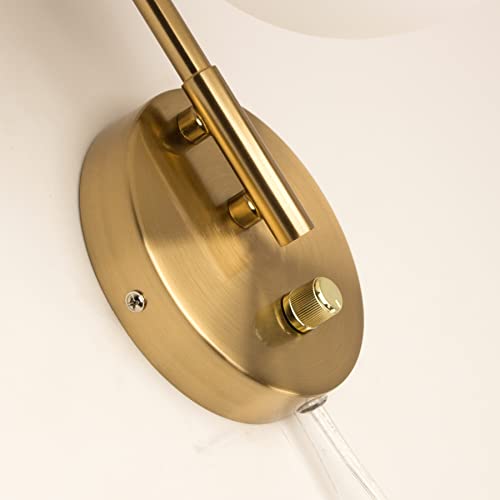 Beatineon Wall Sconces Set Of Two Dimmable,Vintage Charm To Your Bedroom With Antique Bronze Wall Lights - Dimmable, Plug-In Or Hardwired, Spherical Milky White Glass Shade #TOP4