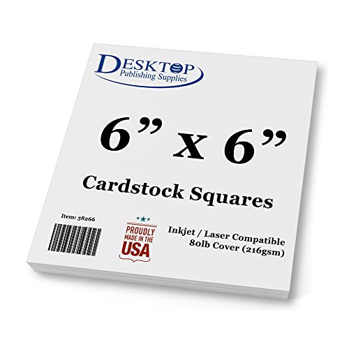 White Cardstock Squares - Square Card Stock Paper - Thick 80Lb Cover - For Spin Art Refill, Scrapbooking, Invitations, & Crafts (6" X 6", 40 Pack) #TOP10