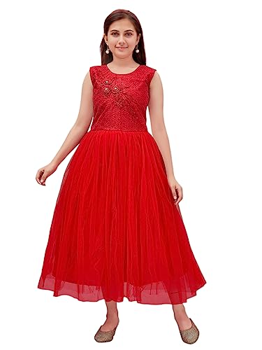Image of Aarika Girls Red Color Net Gown