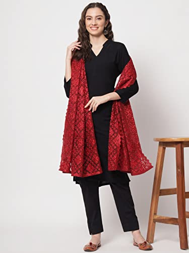 Zamour Women's Punjabi Phulkari Chope Dupatta Chunni on Organza with heavy Embroidery3