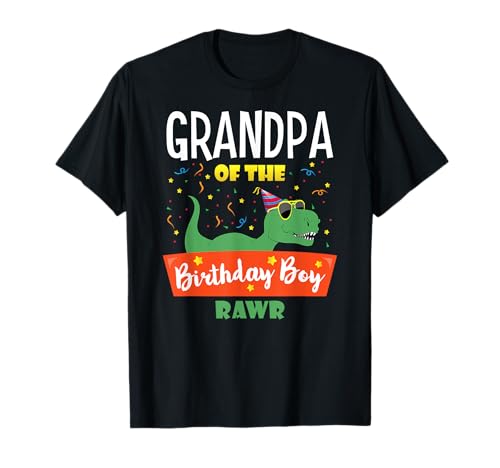 Grandpa of the Birthday Boy Dinosaur Grandson Grandfather Camiseta