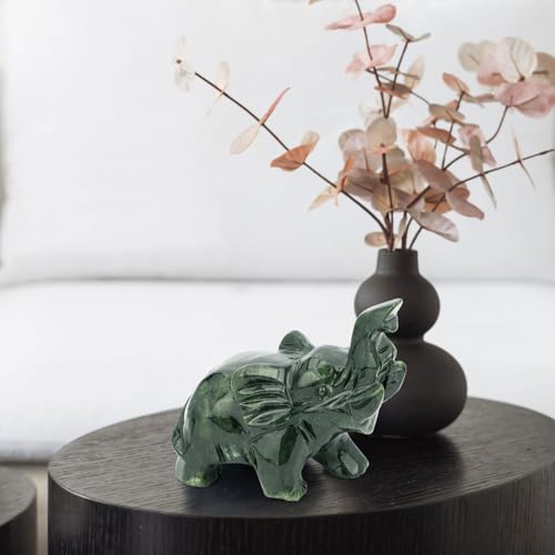 Estatua de Elefante de Jade Verde miniatura 4