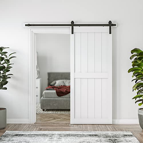 Image of 36in x 84in White Sliding Barn Door,Covered with Water-Proof PVC Surface