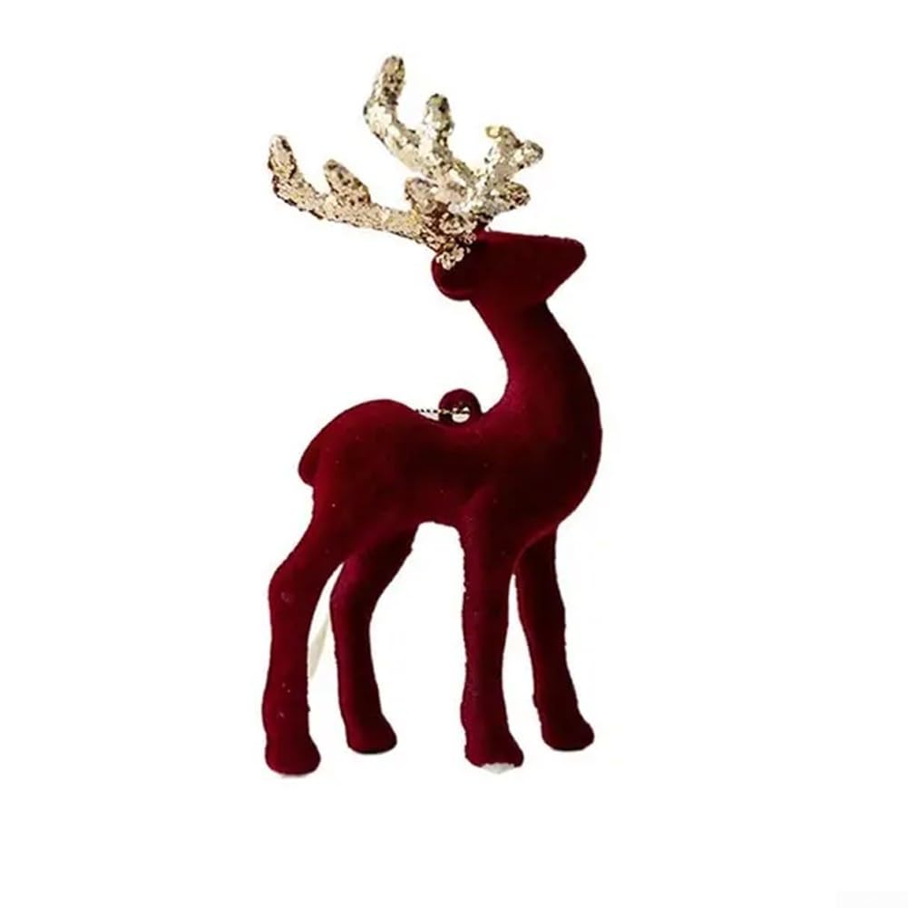 Figuras de reno con purpurina, adornos de decoración de reno de Navidad, adorno de ciervo de pie, decoraciones de patio para fiestas de Navidad, jardines, balcones (rojo)