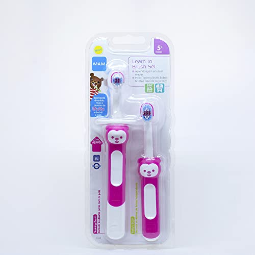 MAM Escova Learn To Brush - Embalagem Dupla - Rosa