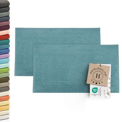 ZOLLNER 2er Set Badematten - weiche und saugstarke Duschvorleger - waschbar...