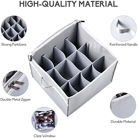 Mative Shoe Organizer, Shoe Storage Boxes with Clear Cover & Foldable Shoes Organiser Adjustable Dividers for Shoes, Blankets, Clothing (12 Pairs, Larger)