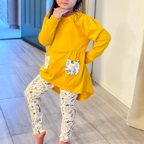 Image of Toddler Girls Long Sleeve Hi-Lo Tops Pant Outfit Fall Winter Clothes with Headband