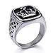 YANGFJcor Vintage Frauen Könige Königin Krone Siegelring, Herren Edelstahl Punk Mode Hip Hop Schild Muster Gothic Schmuck, handgefertigte Verlobungsringe für Ihr Geschenk,Silber,12