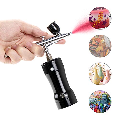 Airbrush Kit Portable-Mini Double-Action Airbrush,Rechargeable Handheld Mini Air Compressor Airbrush Set with Low