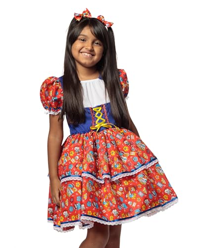 Vestido Festa Junina Caipira Infantil Luxo (M-6 a 8 Anos)