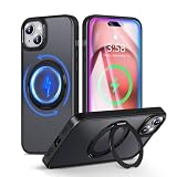 MINIKA iPhone 15 用 ケース Magsafe対応 360度回転 スタンド付き 多機能 スマホケース【ブラック】