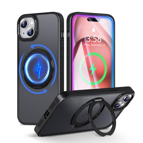 MINIKA iPhone 15 �p �P�[�X Magsafe �Ή� 360�x��] �X�^���h�t�� ���@�\ �X�}�z�P�[�X ��Phone15 �P�[�X �ČRMIL�K�i �ϏՌ� ���ϖh�~ �w��h�~ �}�O�Z�[�t �����O �}�O�l�b�g���� ���C�����X�[�d �����ӂ���15 